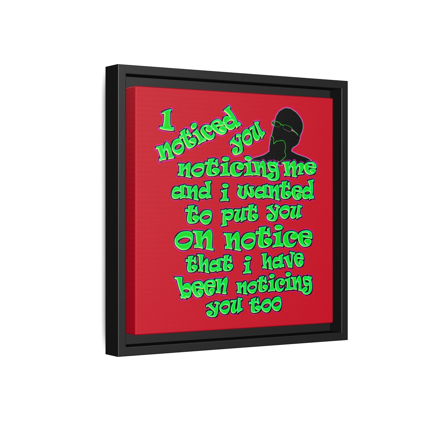 noticed you noticing - framed canvas art (dark red)