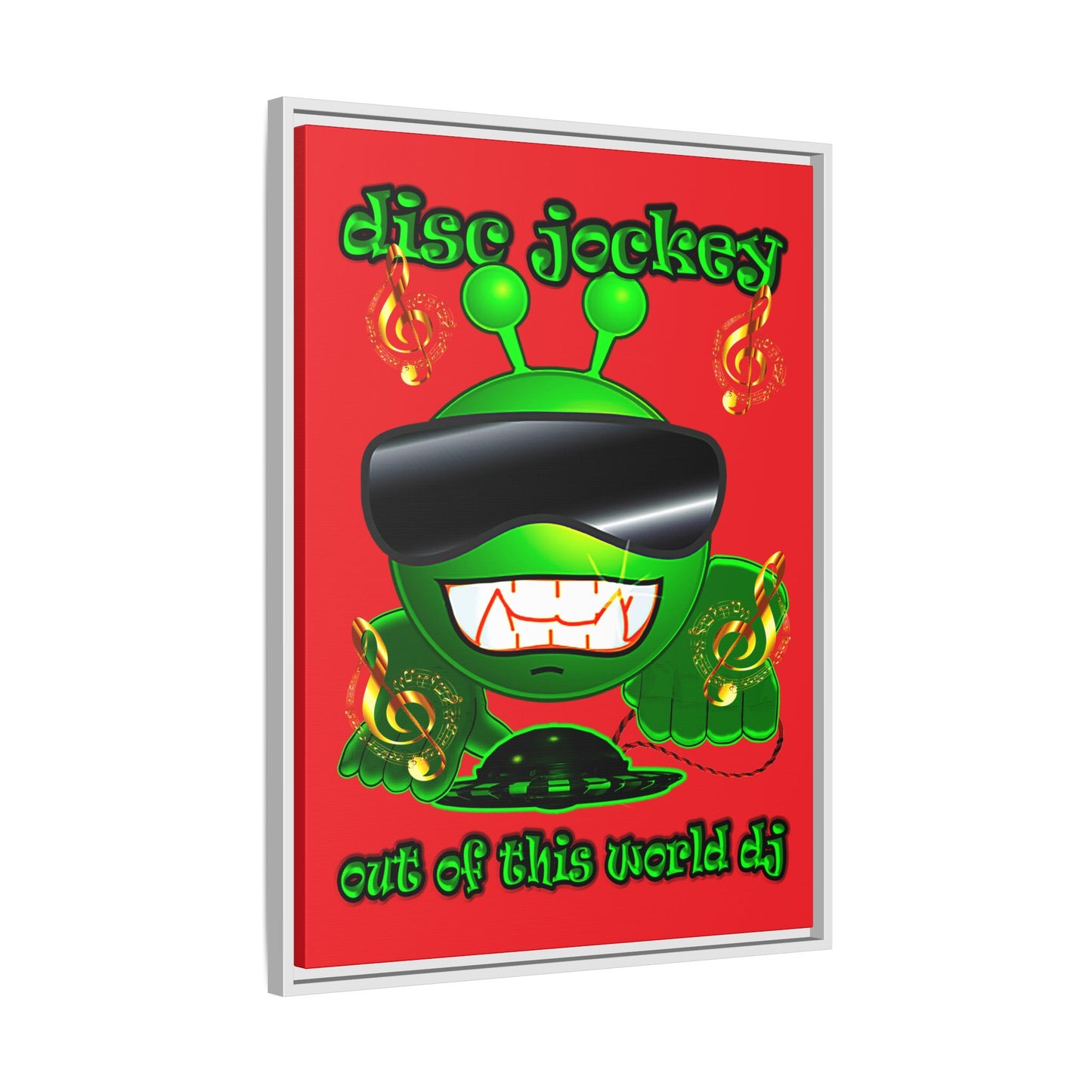 disc jockey - framed canvas art (red)