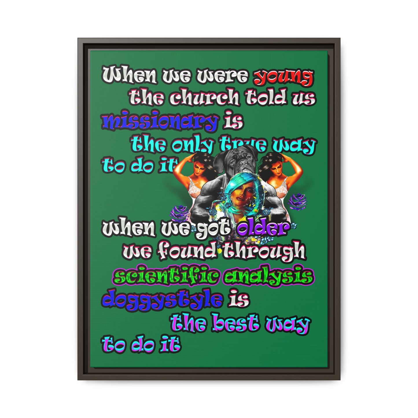 doggystyle - framed canvas art (dark green)
