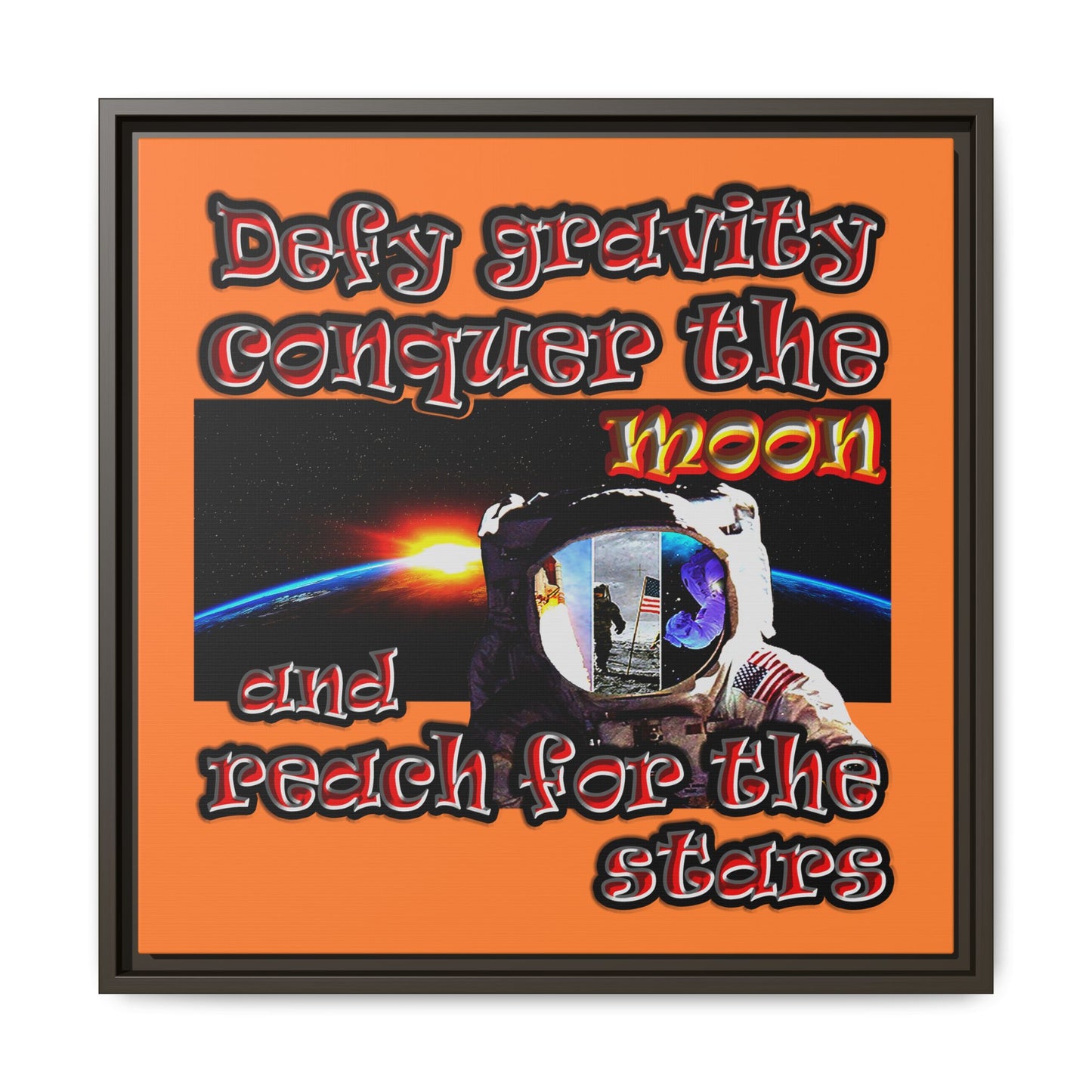defy conquer reach - framed canvas art (crusta)
