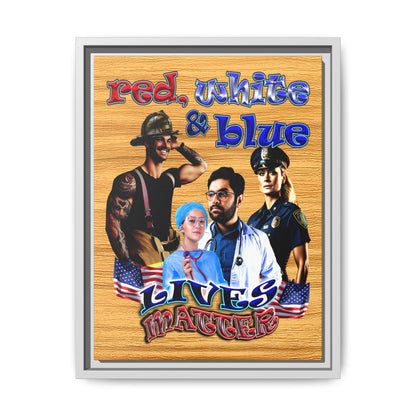 rw&b lives matter - framed canvas art (butterscotch wood finish)