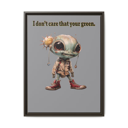I don't care that your green - framed canvas art (grey)