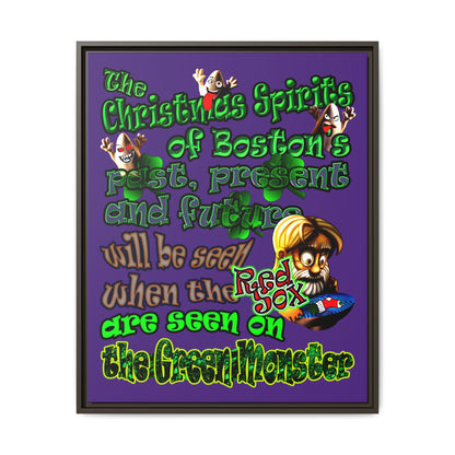christmas spirits of boston - framed canvas art (purple)