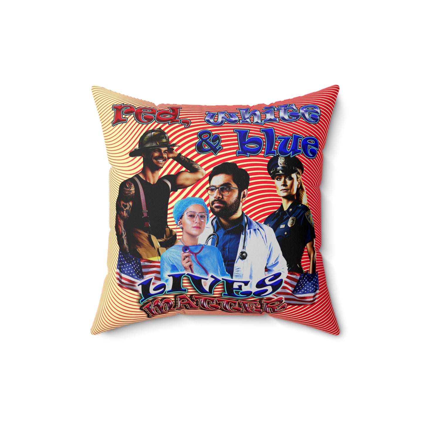 rw&b lives matter - Spun Polyester Square Pillow - (yellow-orange wave)