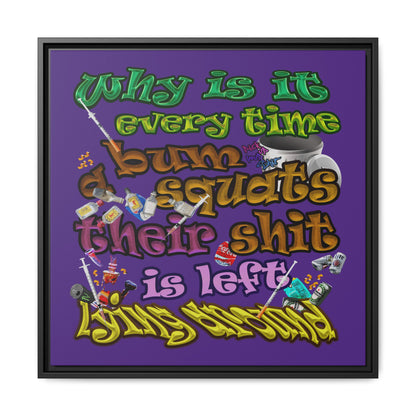 the bum's shit - framed canvas art (purple)