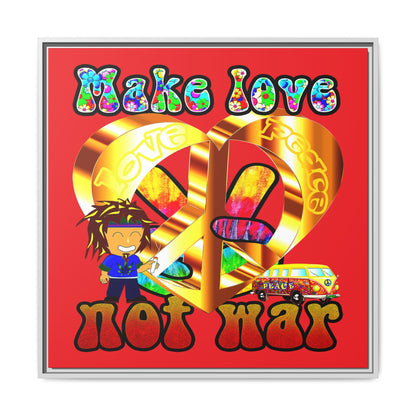 love peace - framed canvas art (red)