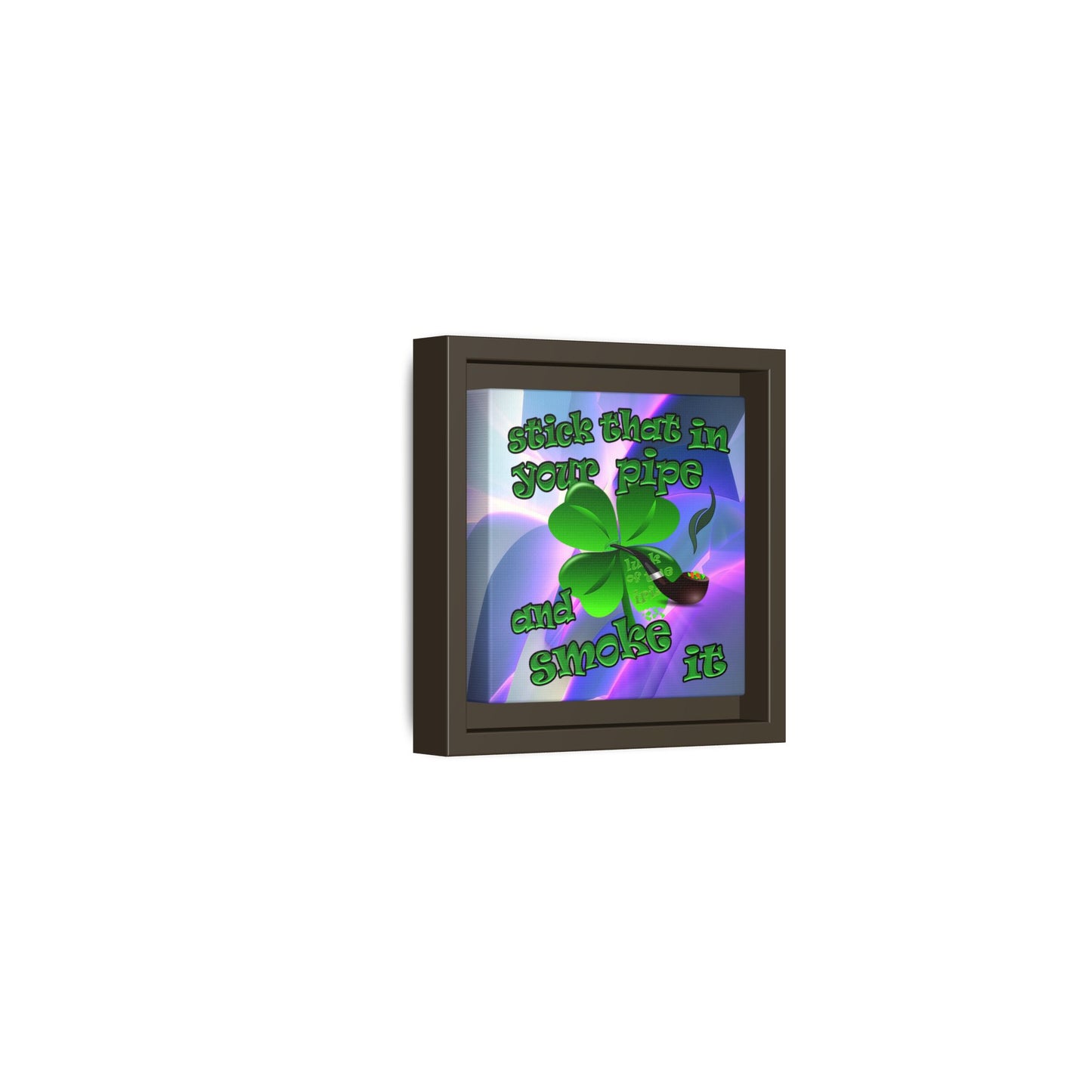 stick that in your pipe and smoke it - framed canvas art (grey-pink wave)