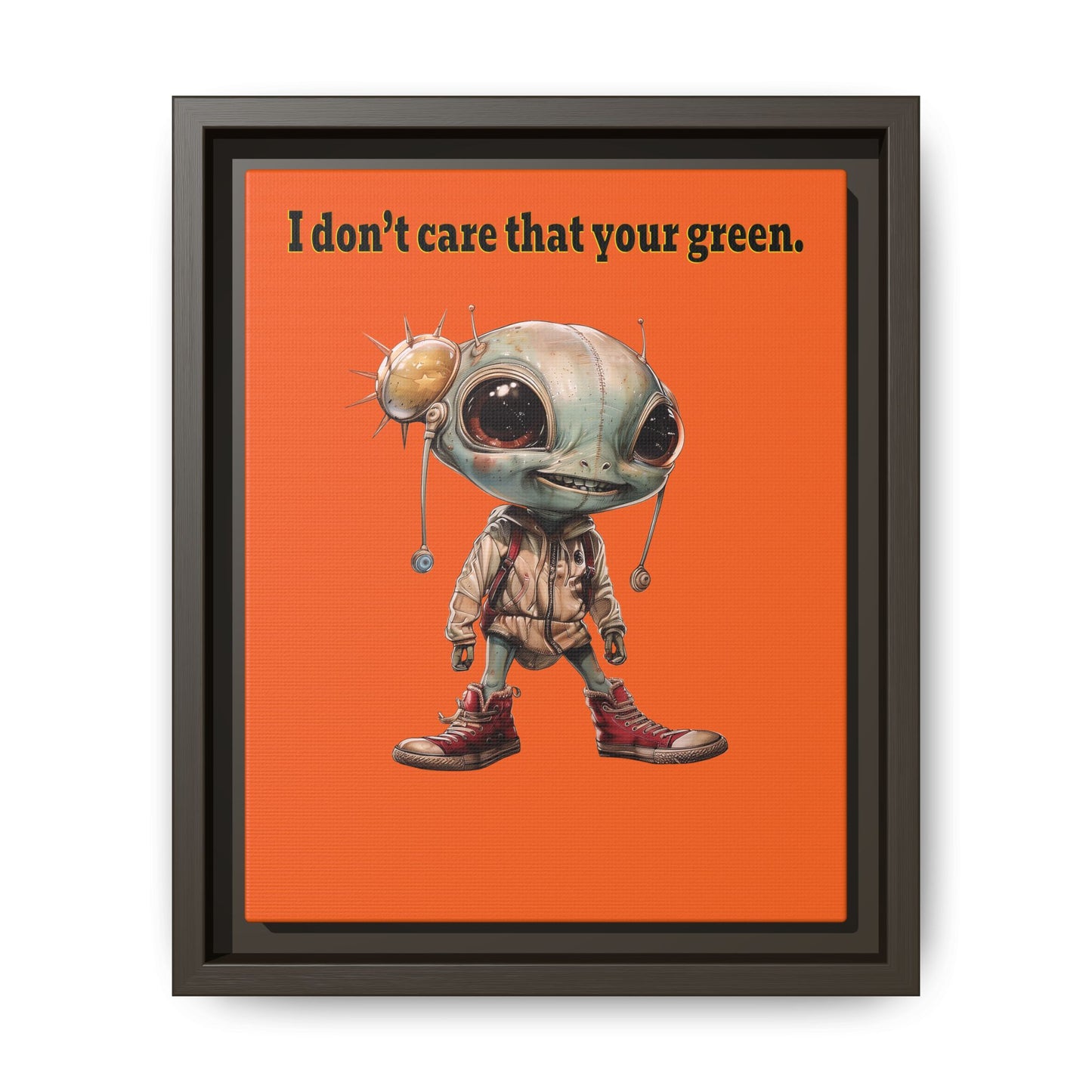 I don't care that your green - framed canvas art (orange)