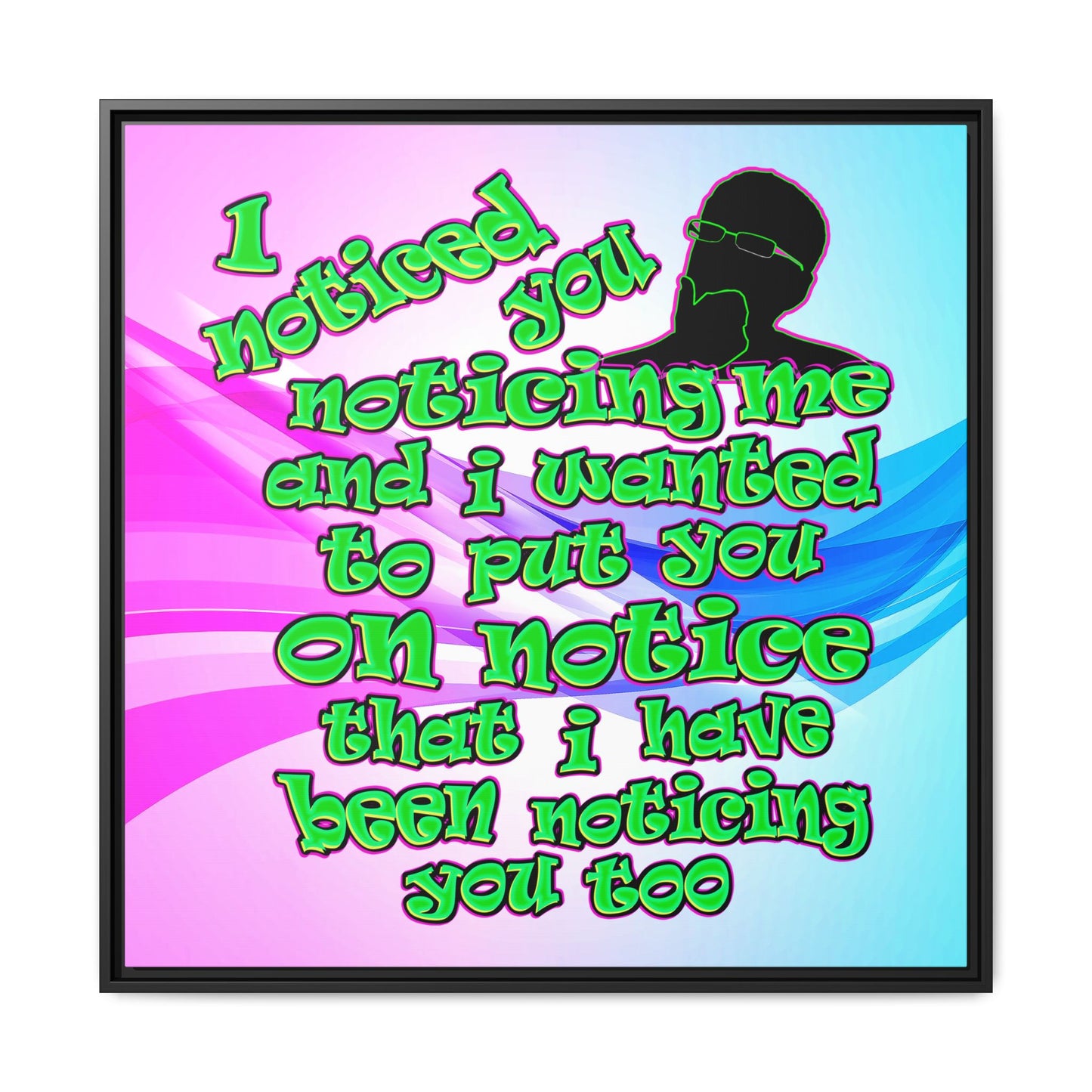 noticed you noticing - framed canvas art (light blue-pink wave)