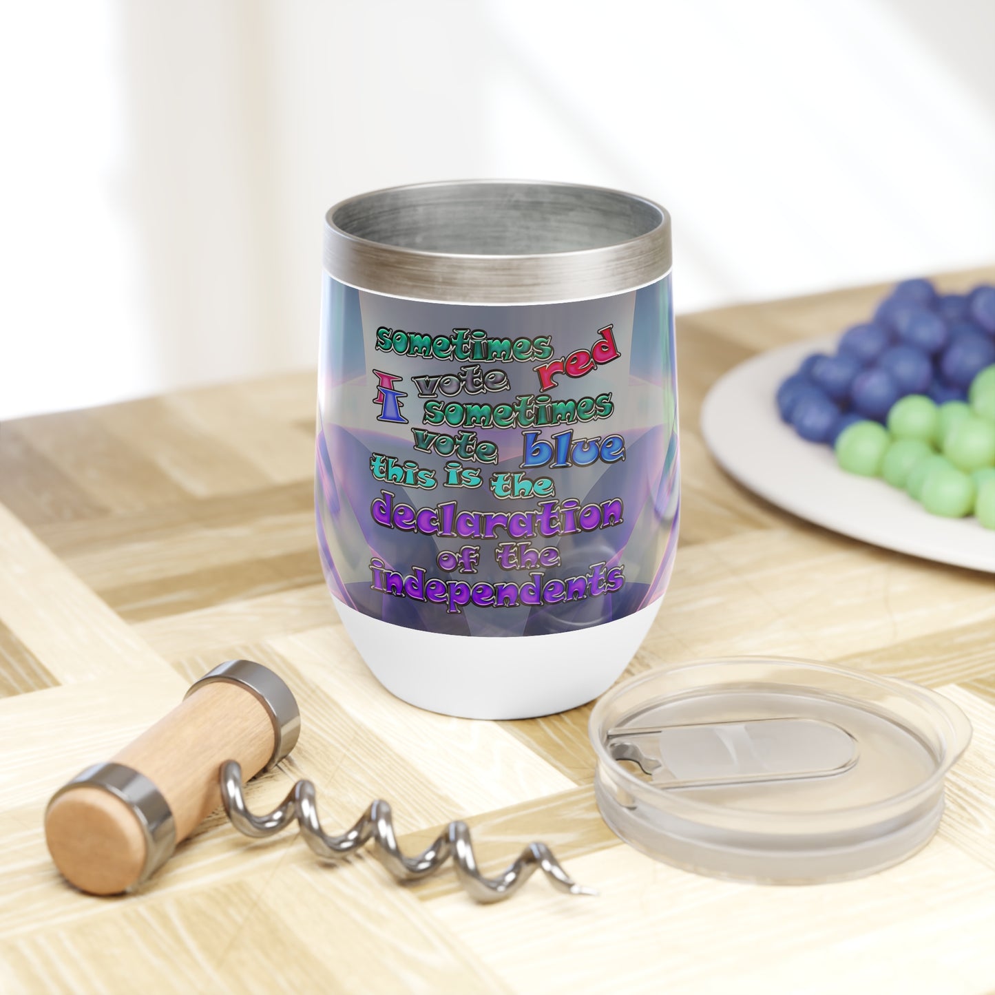 declaration of the independents - Chill Wine Tumbler (grey-pink wave)