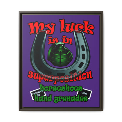 my luck - framed canvas art (purple)