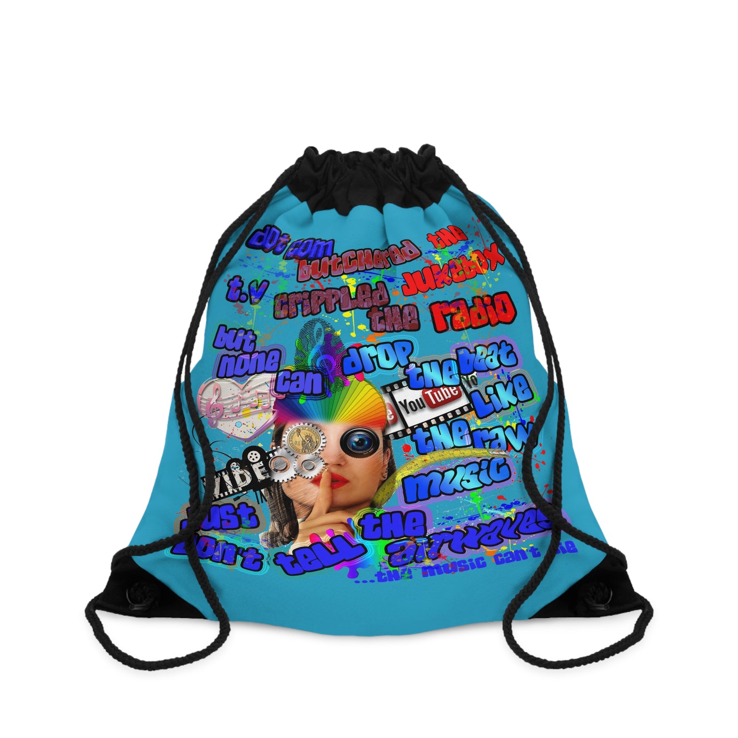drop the beat - Drawstring Bag (turquoise)
