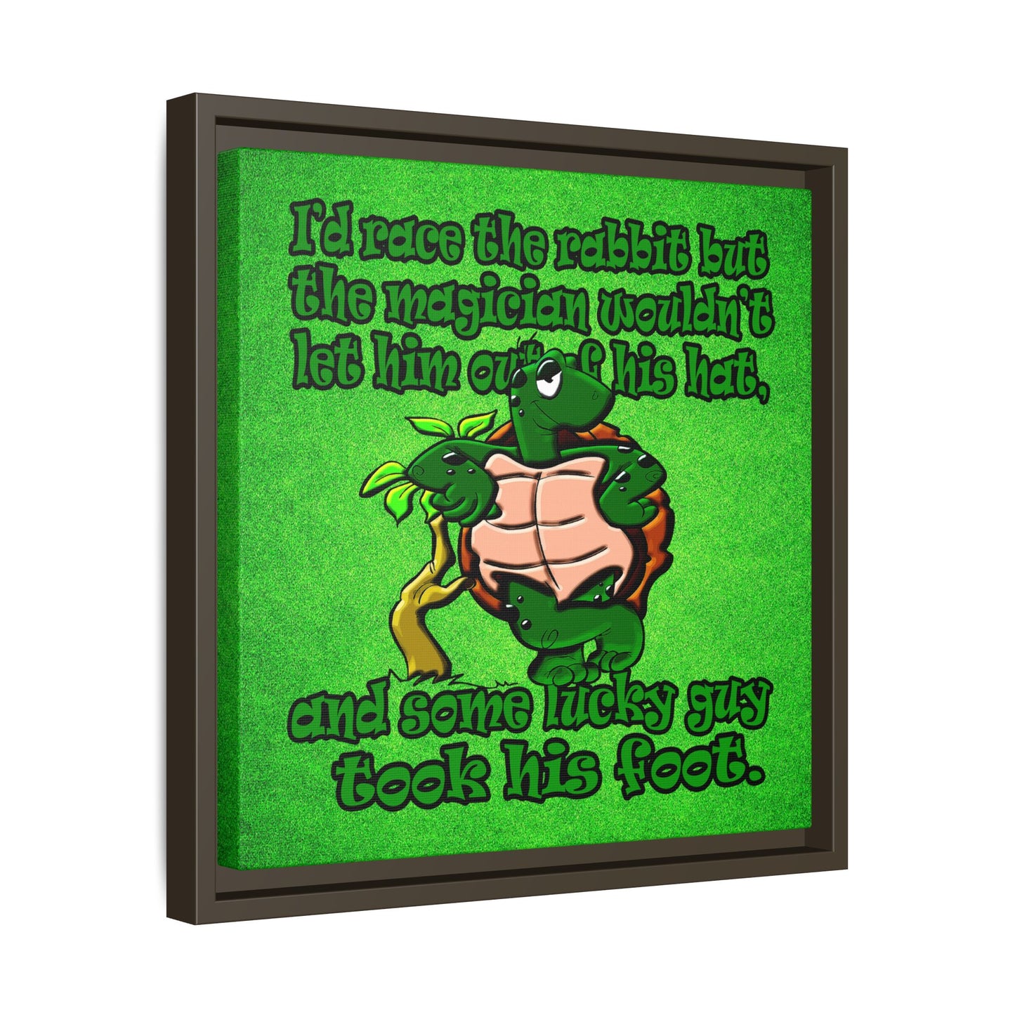 turtle race - framed canvas art (green turf)
