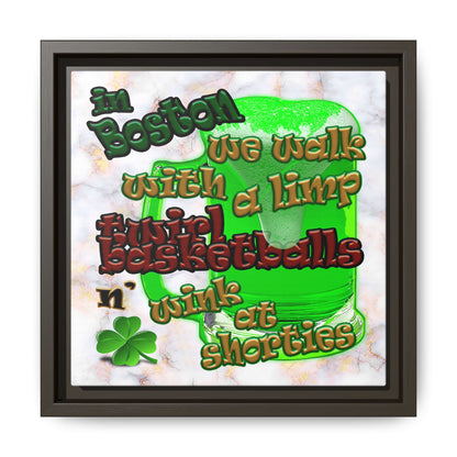 celtics logo - framed canvas art (white marble)