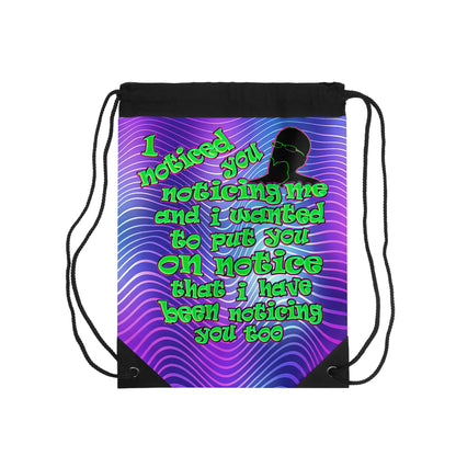 noticed you noticing - Drawstring Bag (purple wave)