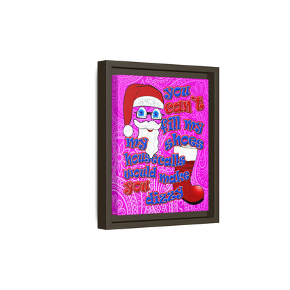 santa's shoes - framed canvas art (pink swirl)