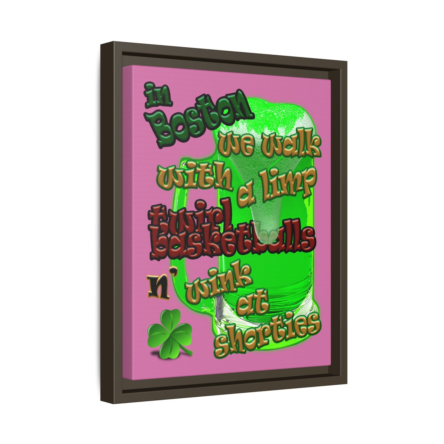 celtics logo - framed canvas art (light pink)