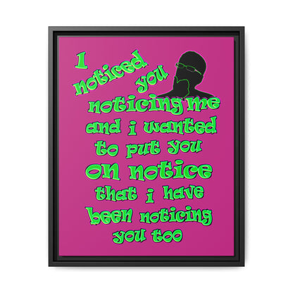 noticed you noticing - framed canvas art (pink)