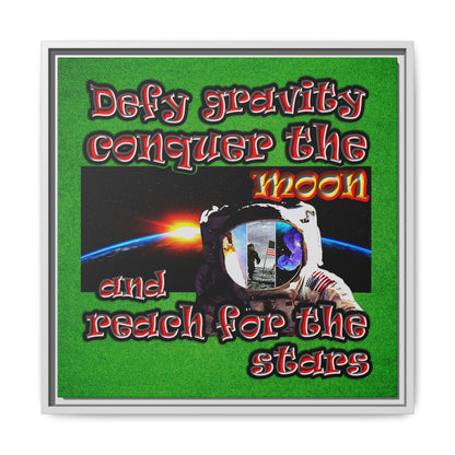 defy conquer reach - framed canvas art (green turf)