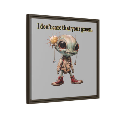 I don't care that your green - framed canvas art (light grey)