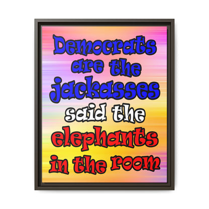 donkeys and elephants - framed canvas art (color blur)