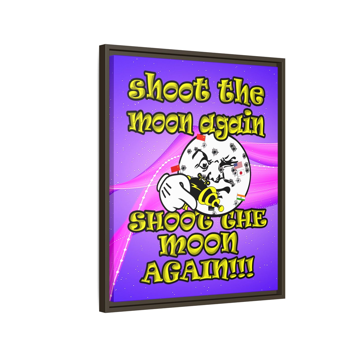 shoot the moon again - framed canvas art (purple-pink wave)
