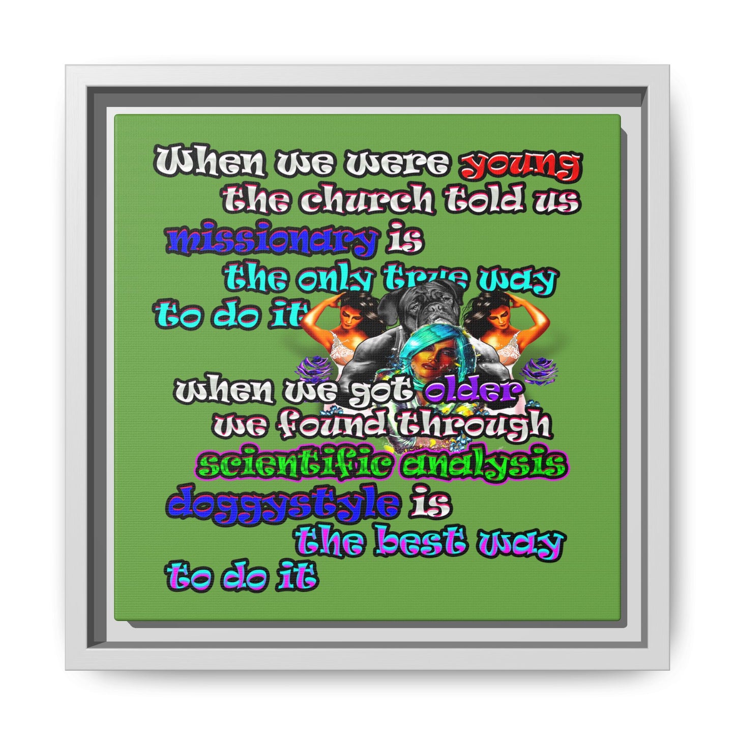 doggystyle - framed canvas art (green)
