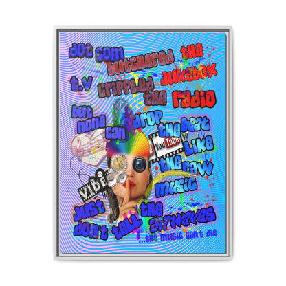 drop the beat - framed canvas art (light blue-purple wave)