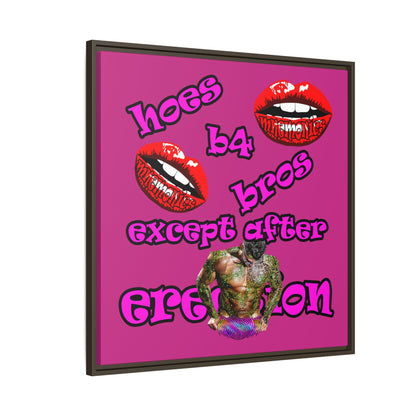 hoes b4 bros - framed canvas art (pink)