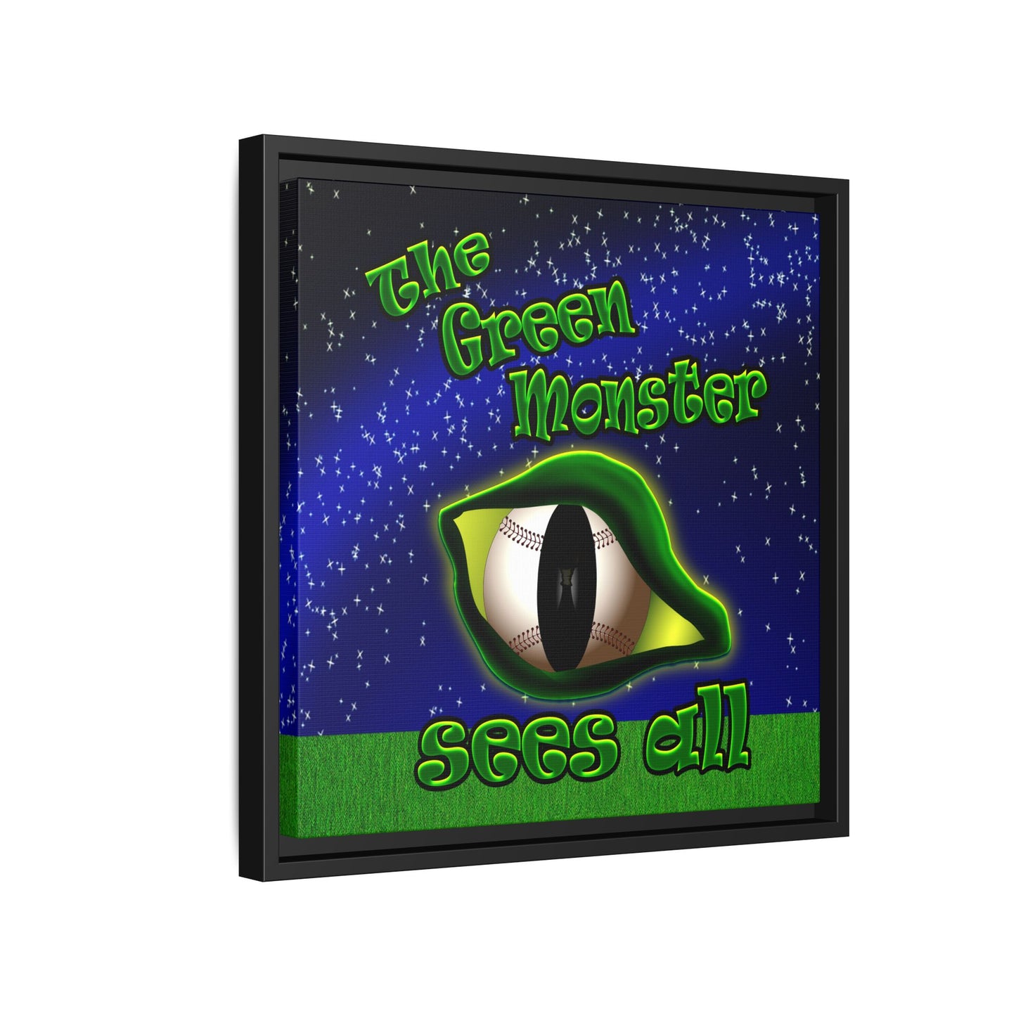 green monster - framed canvas art ('snoops' background)