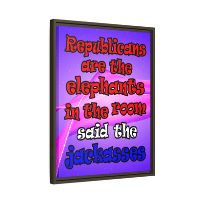 donkeys and elephants - framed canvas art (purple-pink wave)