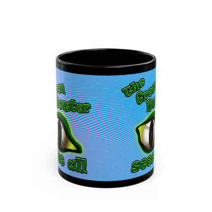 green monster - Black Mug (light blue-purple wave)