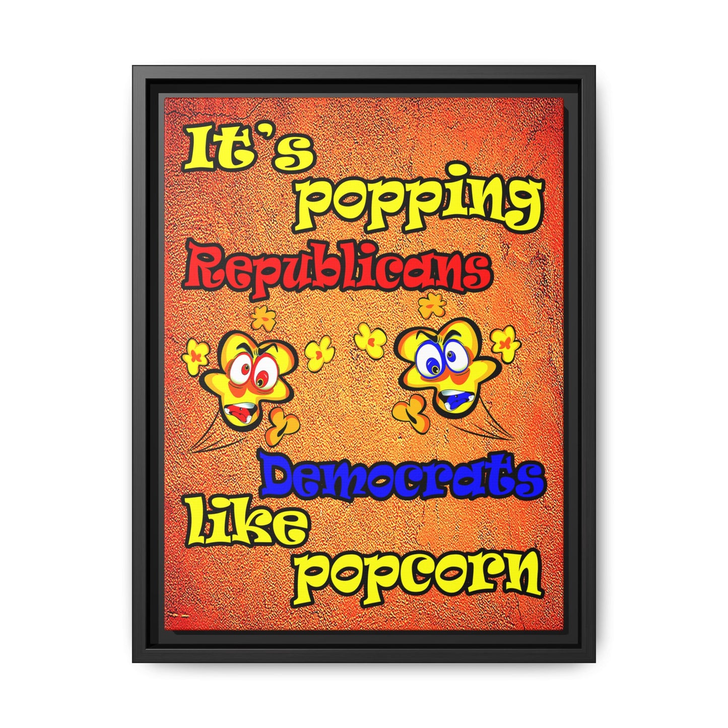 popping like popcorn - framed canvas art (burnt orange)