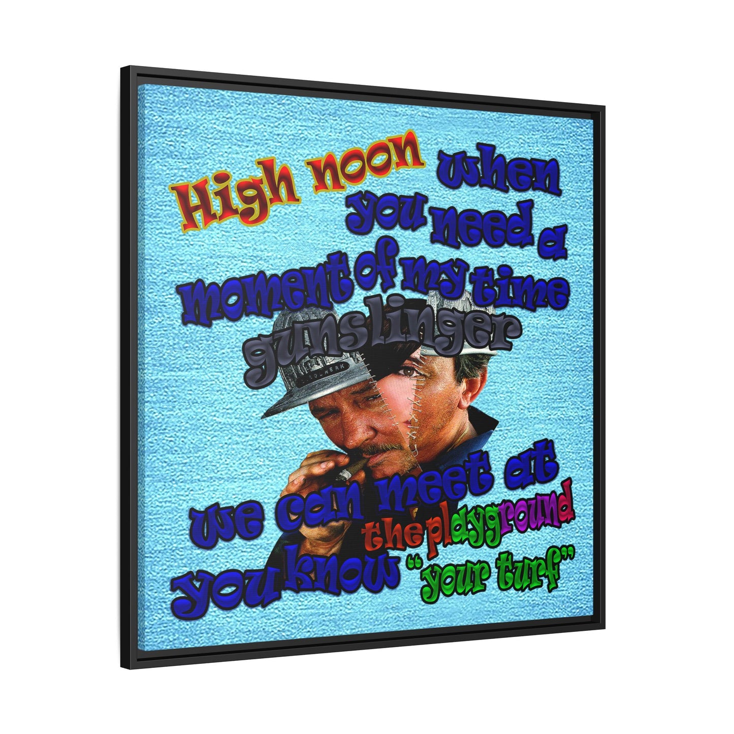 high noon - framed canvas art (faded blue)