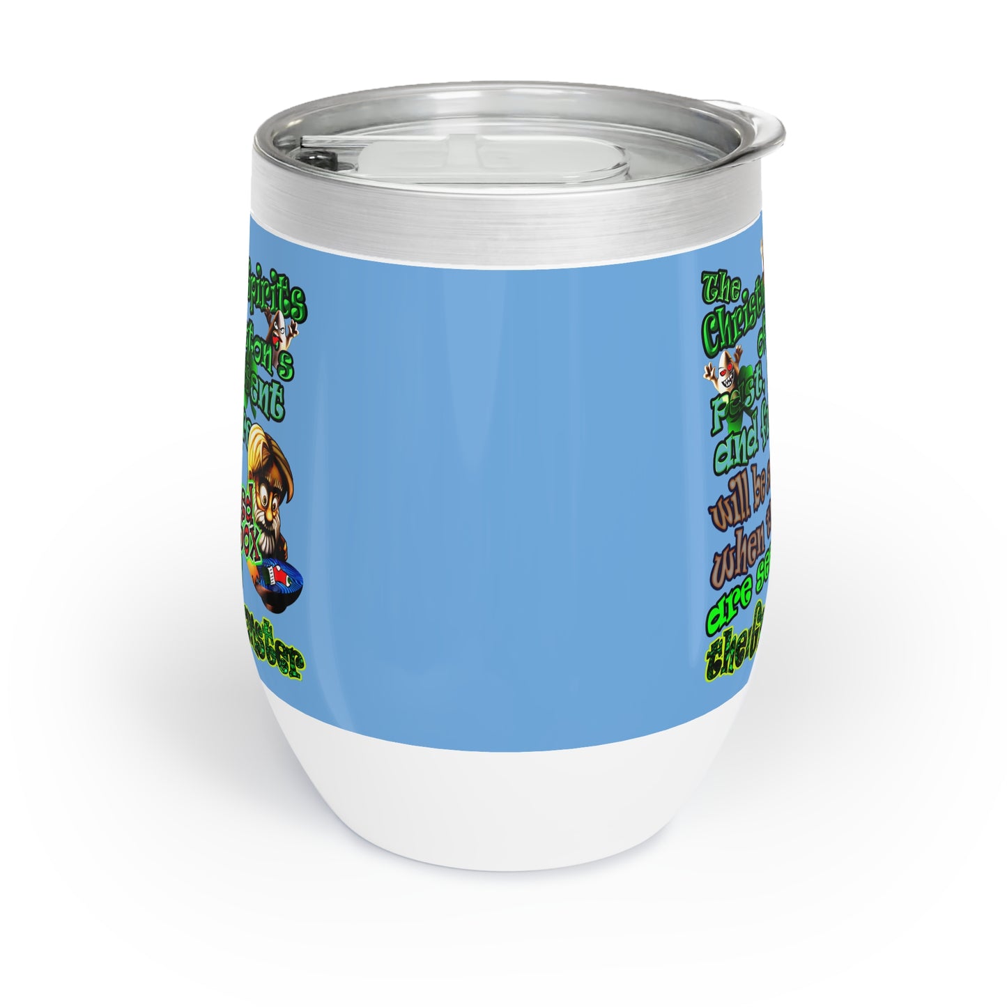 christmas spirits of boston - Chill Wine Tumbler (light blue)