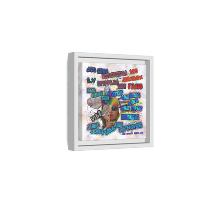 drop the beat - framed canvas art (white marble)