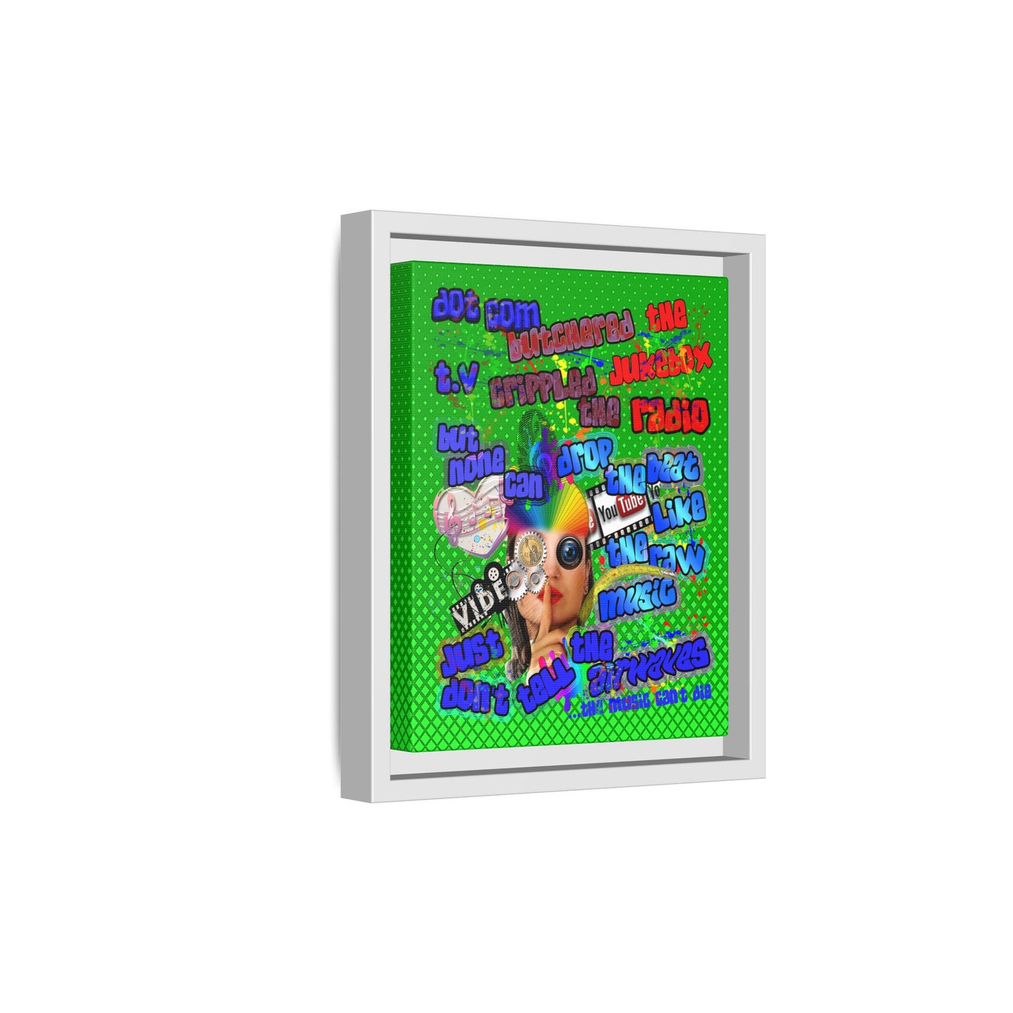 drop the beat - framed canvas art (logo green)
