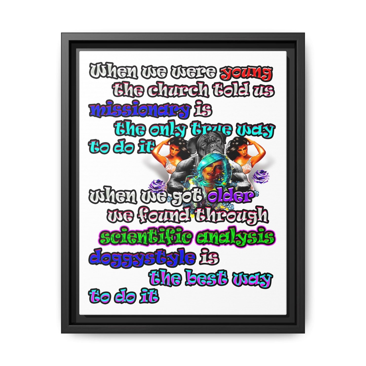 doggystyle - framed canvas art (white)