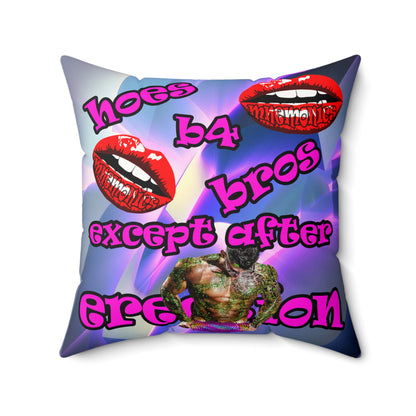 hoes b4 bros - Faux Suede Square Pillow - (grey-pink wave)
