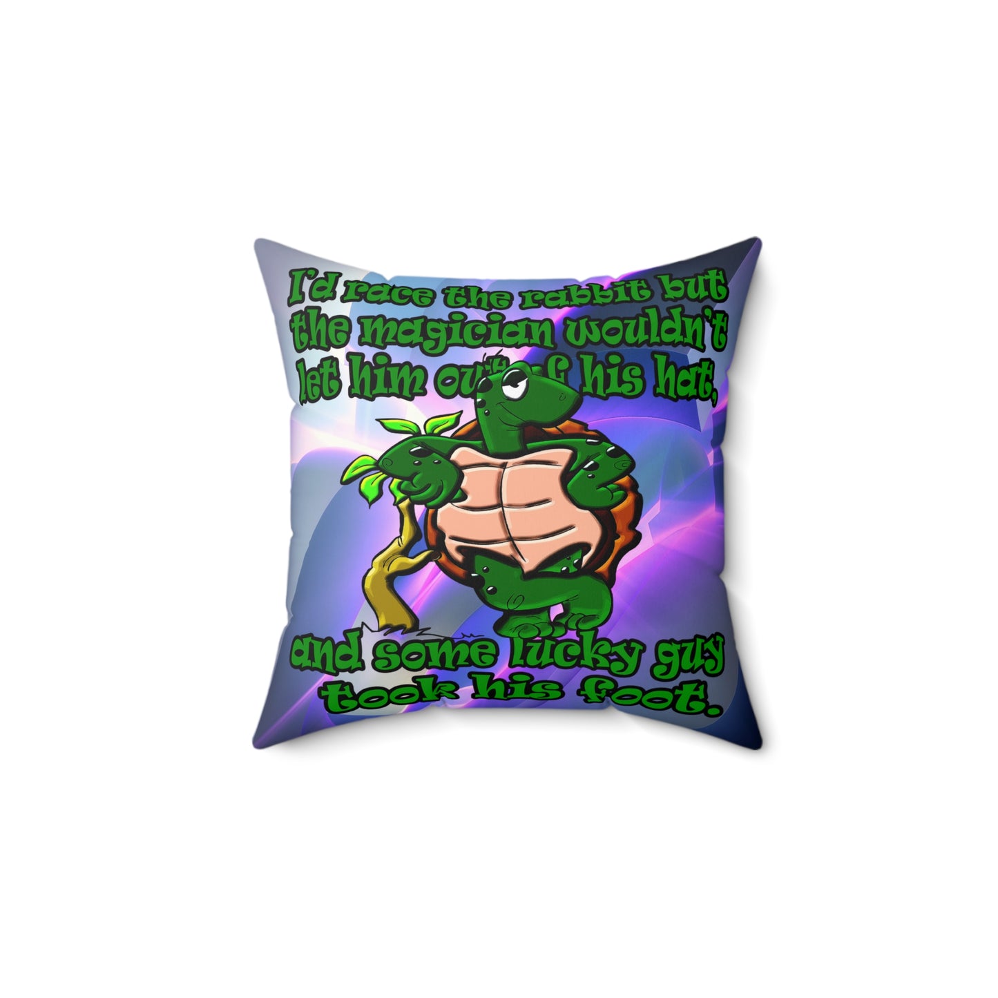 turtle race - Spun Polyester Square Pillow - (grey-pink wave)