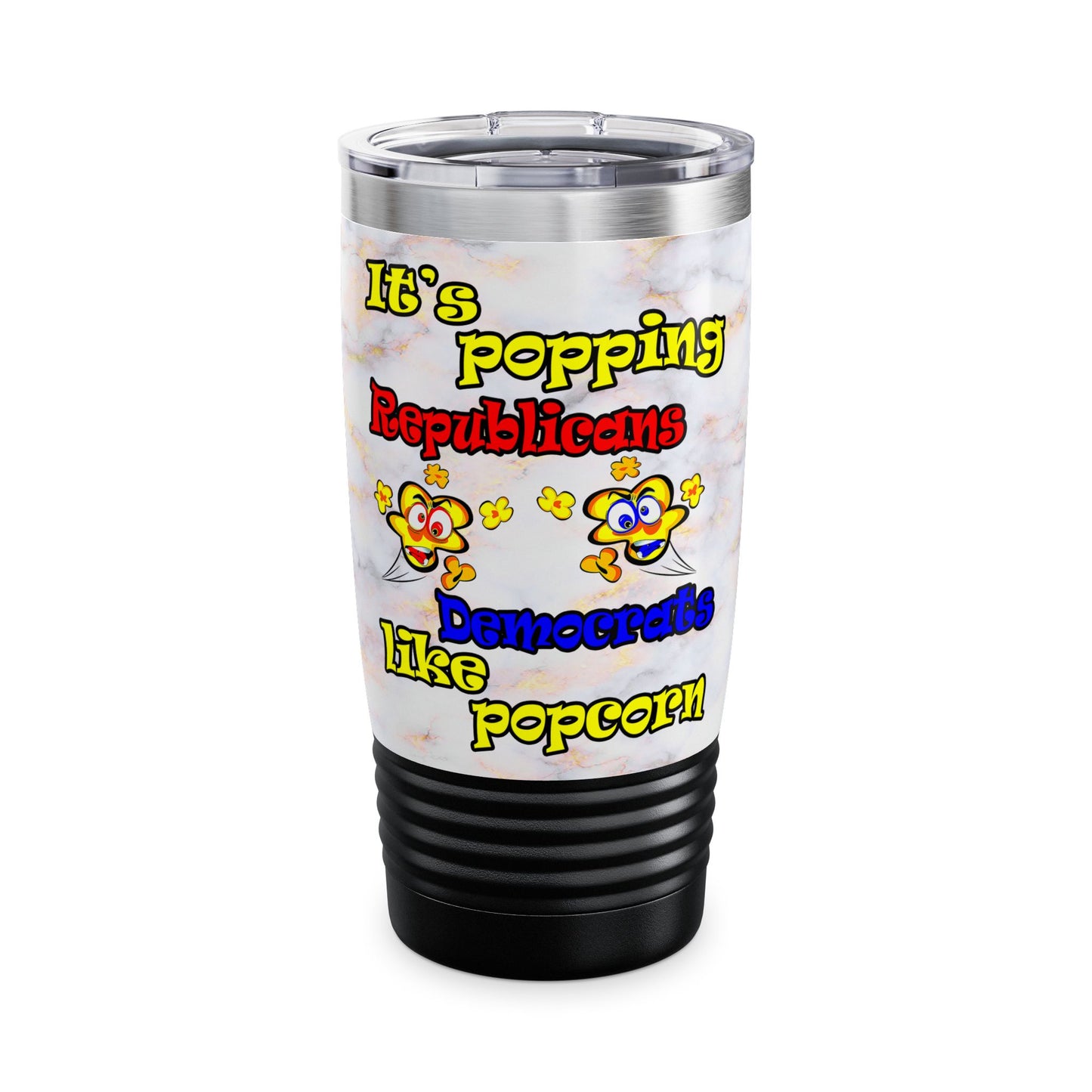 popping like popcorn - Ringneck Tumbler, 20oz (white marble)