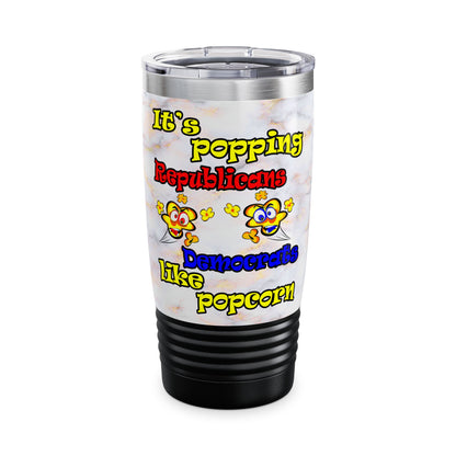 popping like popcorn - Ringneck Tumbler, 20oz (white marble)