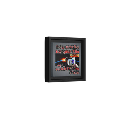 defy conquer reach - framed canvas art (grey-light grey)