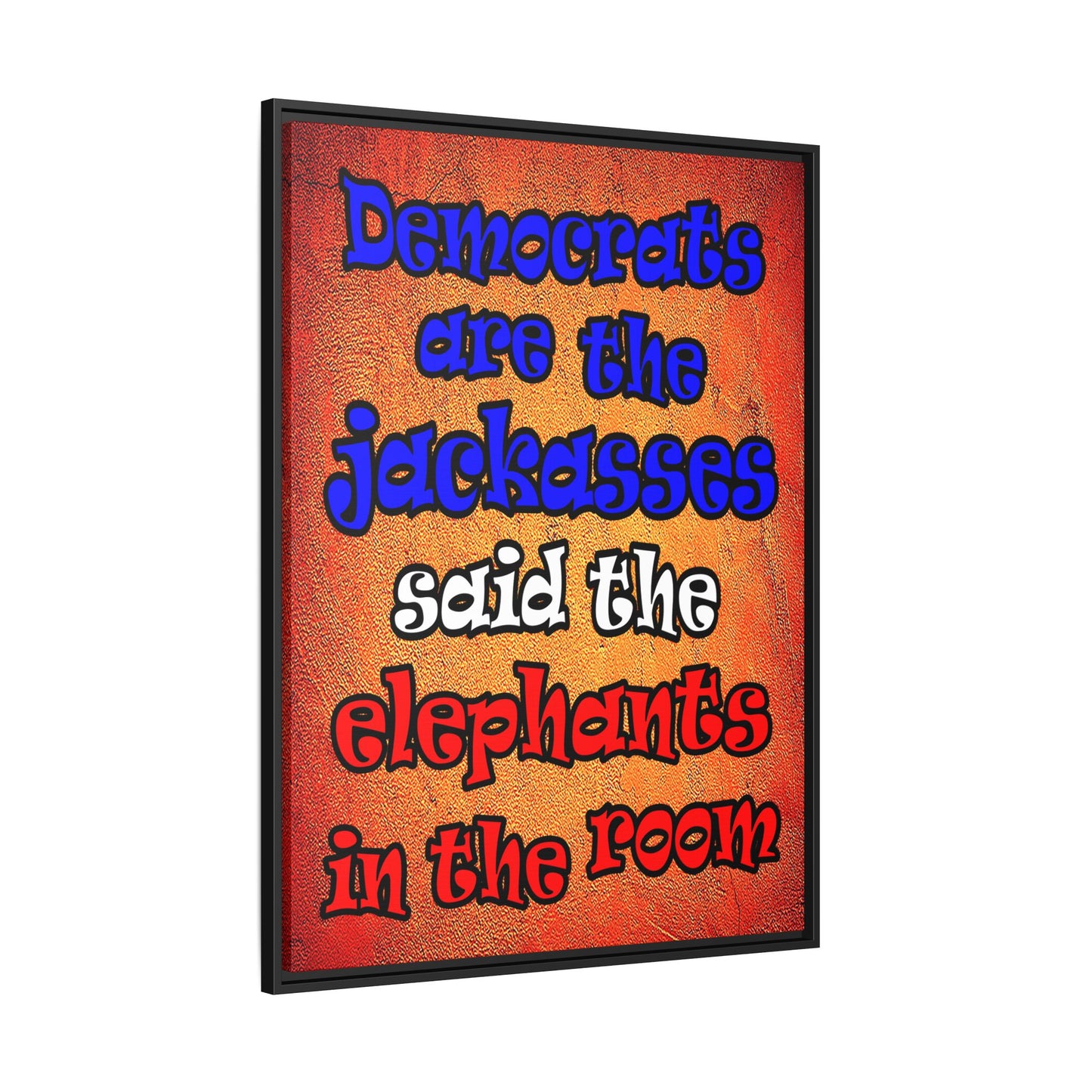 donkeys and elephants - framed canvas art (burnt orange)