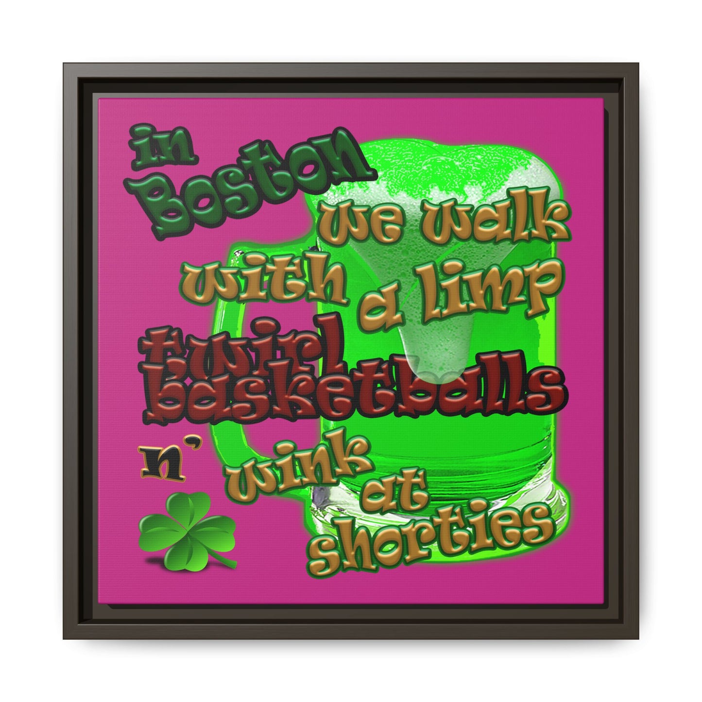 celtics logo - framed canvas art (pink)