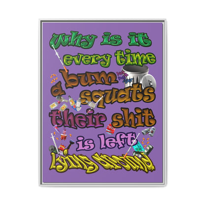 the bum's shit - framed canvas art (light purple)