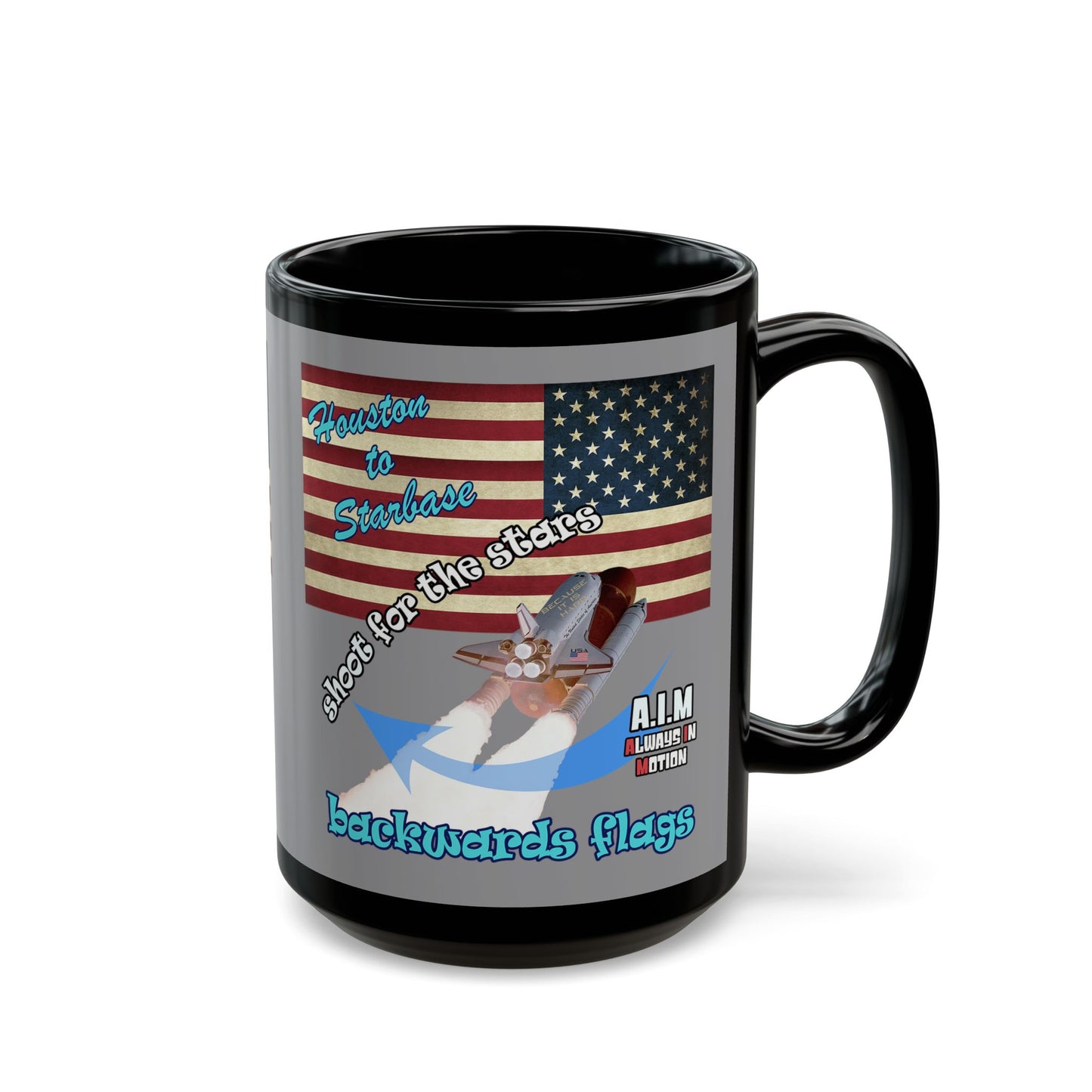 shoot for the stars - Black Mug (grey)