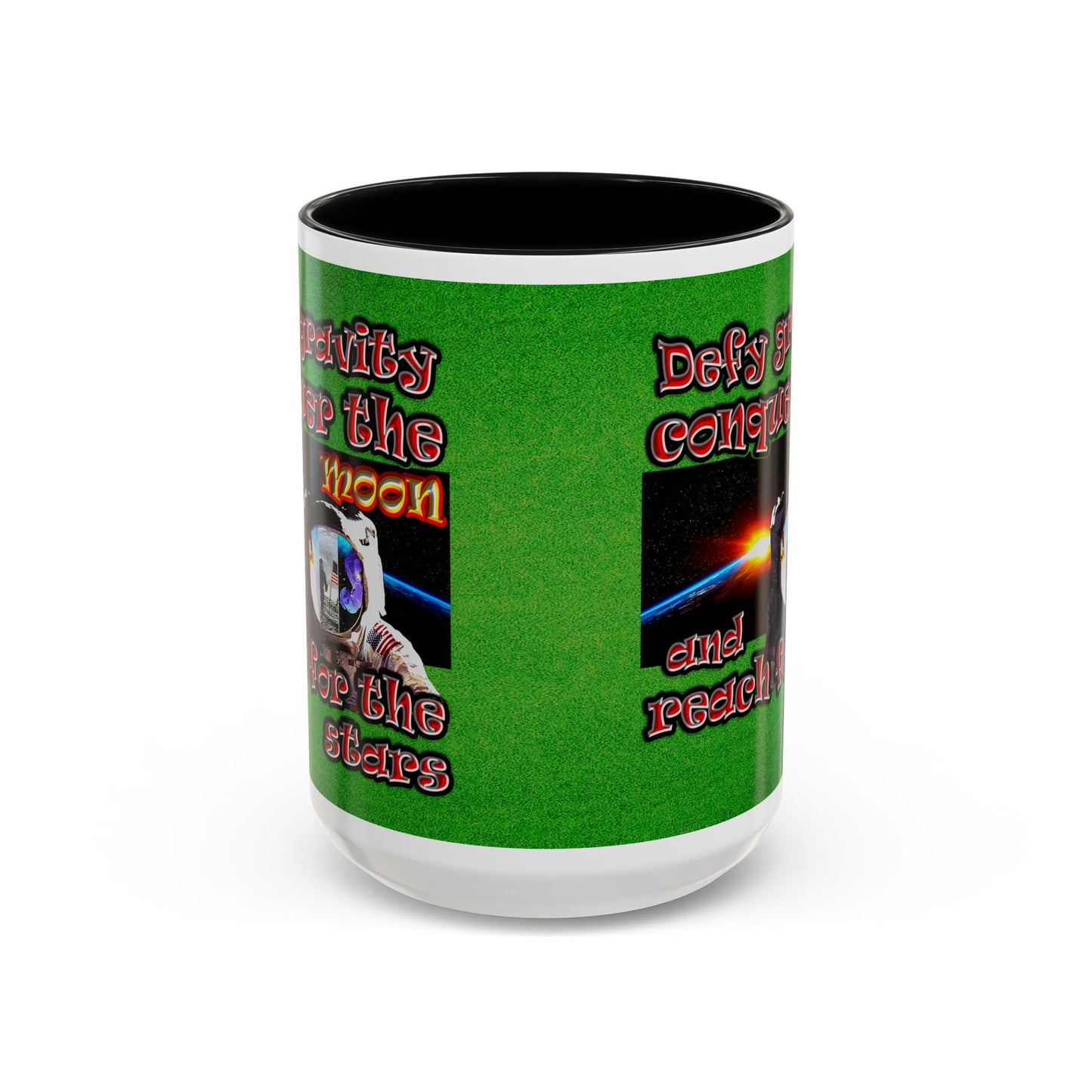 defy conquer reach - Accent Mug (green turf)