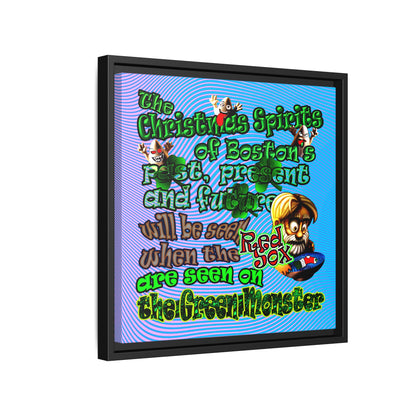 christmas spirits of boston - framed canvas art (light blue-purple wave)
