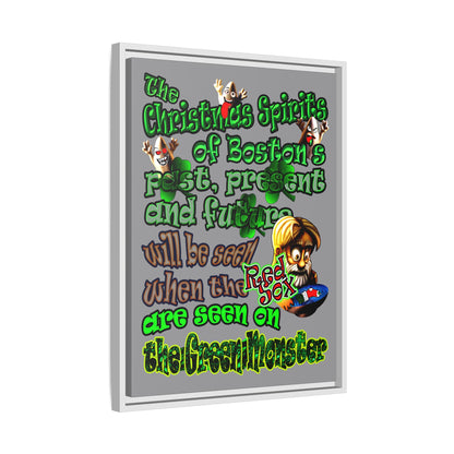 christmas spirits of boston - framed canvas art (grey)
